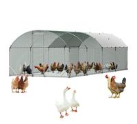VEVOR Enclos Poulailler Métal 2,7 x 7,6 x 2 m Parc à Poules Grillagé avec Couverture, Structure Robuste, Toit en Dôme, Grande Cage Extérieur pour Poules, Canards, Lapins, Volailles, de Jardin, Ferme