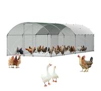 VEVOR Enclos Poulailler Métal 2,7 x 7,6 x 2 m Parc à Poules Grillagé avec Couverture, Structure Robuste, Toit en Dôme, Grande Cage Extérieur pour Poules, Canards, Lapins, Volailles, de Jardin, Ferme