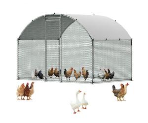 VEVOR Enclos Poulailler Métal 3 x 2 x 2 m Parc à Poules Grillagé avec Couverture, Verrou de Sécurité, Toit en Dôme, Grande Cage Extérieure pour Poules, Canards, Lapins, Volailles, de Jardin, Ferme