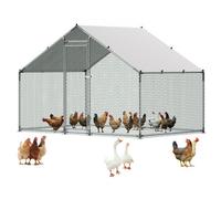 VEVOR Enclos Poulailler Métal 3x2x2 m Parc Grillagé à Poule Toit en Forme de Pente Grande Cage Extérieur pour Poules, Canards, Lapins, Volailles, dans Jardin, Ferme, avec Bâche, Verrou de Sécurité