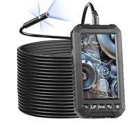 VEVOR Endoscope à Triple Objectif, Caméra Endoscopique avec 8+2 Lumières LED, Écran IPS 5", Câble Semi-rigide 15 m, Carte 32 Go, Caméra Serpent 1080P Étanche IP67 pour Inspection Automobile, Plomberie