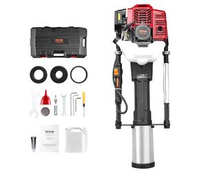 VEVOR Enfonce-pieux à Essence, 52 cc, Pilon de Poteau de Clôture en T à 2 Temps Portable, 1400 W, avec 3 Têtes d'Enfoncement 49/69/100 mm, pour Clôtures de Fermes, de Ranchs, Améliorations Routières