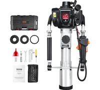 VEVOR Enfonce-pieux en T de 37,77 cm3 avec moteur à essence, enfonce-pieux de clôture à 4 temps avec moteur à essence, avec 3 têtes d'enfoncement de poteaux (45/55/88 mm), enfonce-pieux portable de 10