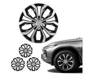 VEVOR Enjoliveurs Auto 4 Pièces, Cap de Roue pour Jante R16 de 40,6 cm, Remplacement OEM Compatible avec Hyundai Chevrolet Ford et Honda Protection des Roues, 10 Rayons, en ABS, Argenté et Noir