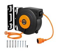 VEVOR Enrouleur de câble extension rétractable 15m 1600W cordon alimentation 1m