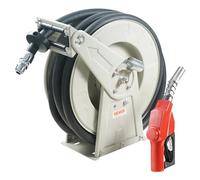 VEVOR Enrouleur de tuyau de carburant - 2,54 cm x 10,06 m - En acier au carbone - Avec buse de carburant automatique - Tuyau en caoutchouc NBR - Pour camions-citernes d'avions, navires, véhicules -