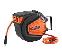 VEVOR Enrouleur de tuyau rétractable, tuyau hybride de 0,95 cm x 15,2 m, max 300 psi, bobine avec plomb de 1,5 m, support fermé au plafond/mur, montage pivotant à 180°