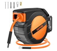 VEVOR Enrouleur Tuyau à Air Comprimé Hybride Fermé Rétractable 9,53 mm x 15,24 m Pression 300 PSI Rembobinage Automatique avec Tuyau 1,5 m, Support Pivotant 180° Intégré, pour Montage au Plafond/Mur