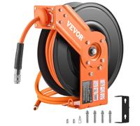 VEVOR Enrouleur tuyau air comprimé rétractable 9,53mm×15,24m 300PSI, tuyau 1,5m, support 180°