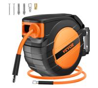 VEVOR Enrouleur Tuyau à Air Comprimé Hybride Fermé Rétractable 9,53 mm x 15,24 m Pression 300 PSI Rembobinage Automatique avec Tuyau 1,5 m, Support Pivotant 180° Intégré, pour Montage au Plafond/Mur