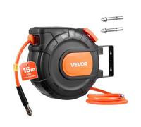 VEVOR Enrouleur Tuyau Air Comprimé 15 m x 9,5 mm Dévidoir Tuyaux Compresseur Air Pression Max 20,7 bar Enrouleur Fermé Automatique Tuyaux PVC, Fixation Plafond Mur Pivotante 180°, Tuyau d'Arrivée 1 m