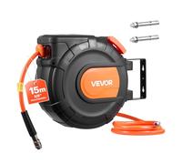 VEVOR Enrouleur Tuyau Air Comprimé 15 m x 9,5 mm Dévidoir Tuyaux Compresseur Air Pression Max 20,7 bar Enrouleur Fermé Automatique Tuyaux PVC, Fixation Plafond Mur Pivotante 180°, Tuyau d'Arrivée 1 m