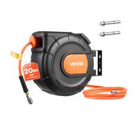 VEVOR Enrouleur Tuyau Air Comprimé 20 m x 9,5 mm Dévidoir Tuyaux Compresseur Air Pression Max 20,7 bar Enrouleur Fermé Automatique Tuyaux PVC, Fixation Plafond Mur Pivotante 180°, Tuyau d'Arrivée 2 m