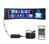 VEVOR Enseigne Lumineuse LED Programmable Flexible, Panneau d’Affichage Défilant Couleur Polychrome P5, Panneau Publicitaire, Contrôle Application Bluetooth, pour Magasin, Bar, Publicité, 83,5x20 cm