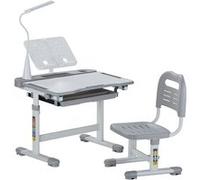 VEVOR Ensemble Chaise et Bureau d'Étude Hauteur Réglable Avec Lampe pour Enfant Gris