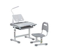 VEVOR Ensemble chaise et bureau pour enfant lampe de table hauteur réglable gris