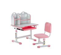 VEVOR Ensemble chaise et bureau pour enfants, avec étagère et tiroir de rangement, table et chaise d'étude pour enfants à hauteur réglable, pour apprentissage, pour chambre et salle d'étude, rose
