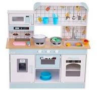 VEVOR Cuisine pour Enfants, Ensemble Cuisine pour Tout-petits en Bois avec Lumières, Son, Machine à Glaçons, Four, Évier, Micro-ondes, Réfrigérateur, Ustensile, Accessoire, pour Enfants 3-8 ans, Blanc