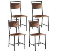 VEVOR Ensemble de 4 Chaises de Salle à Manger Modernes, Chaises de Cuisine en Bois avec Structure et Dossier en Métal, Meuble d’Appoint de Style Campagnard, pour Table à Manger, Salon, Marron