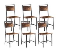 VEVOR Ensemble de 6 Chaises de Salle à Manger Modernes, Chaises de Cuisine en Bois avec Structure et Dossier en Métal, Meuble d’Appoint de Style Campagnard, pour Table à Manger, Salon, Marron