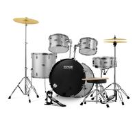 VEVOR Ensemble de batterie 5 pièces 55,9 cm avec trône, caisse claire, cymbale et baguettes Argenté