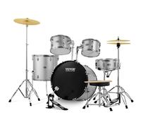 VEVOR Ensemble de batterie 5 pièces 55,9 cm avec trône, caisse claire, cymbale et baguettes Argenté