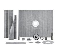 VEVOR Ensemble de bordure de douche, 1219 x 1524 mm, receveur de douche bride centrale en PVC 50,8 mm, grille en acier inoxydable et joint étanche, bâtons de pentede bac à douche pour salle de bain