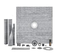 VEVOR Ensemble de bordure de douche, 1828 x 1828 mm, receveur de douche bride centrale en PVC, grille en acier inoxydable de 101,6 mm, membrane et bande imperméables, bâtons de pente de bac à douche