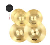 Jeu de cymbales VEVOR 4 pièces, cymbales en alliage, y compris charleston 355 mm, crash 400 mm, crash 455 mm, cymbales ride 505 mm, baguettes de batterie et sac pour cymbales, kit de cymbales pour bat