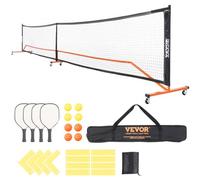 VEVOR Ensemble de Filet de Pickleball, Système de Pickleball Portable de Taille Réglementaire de 672 cm avec Sacs, Balles, Raquettes, Roues et Lignes de Court, Cadre en Métal Résistant aux Intempéries