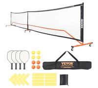 VEVOR Ensemble de Filet de Pickleball, Système de Pickleball Portable de Taille Réglementaire de 672 cm avec Sacs, Balles, Raquettes, Roues et Lignes de Court, Cadre en Métal Résistant aux Intempéries
