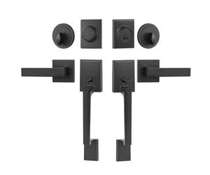 VEVOR Ensemble de Poignées de Porte Double, Levier de Porte Carré Noir Mat, Béquille de Porte Avant Double Réversible, avec Serrure Robuste et Factice, pour Porte de Bureau ou Porte d'Entrée Avant