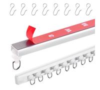 VEVOR Ensemble de rails de rideaux de plafond, 3 m, système de rails de plafond coulissants sans perçage pour rideaux, séparateur de pièce fixé au plafond pour salon avec crochets, quincaillerie blanc
