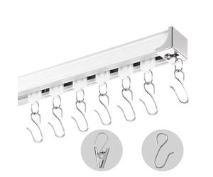 VEVOR Ensemble de rails de rideaux de plafond, 5,4 m, système de rails de plafond coulissants pour rideaux, séparateur de pièce fixé au plafond/au mur pour chambre avec crochets, quincaillerie, blanc