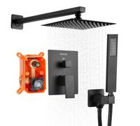 VEVOR Kit de Douche avec Douchette de Tête Carrée 20,3 cm et à Main Noir Mat