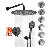 VEVOR Kit de Douche avec Douchette de Tête Ronde 30,5 cm et à Main Noir Mat