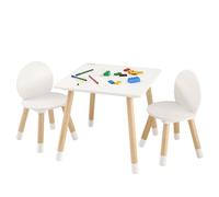 VEVOR 1 Table d’Enfant + 2 Chaises 500x500x437 mm et 282x282x480 mm Ensemble de Meuble d'Enfant Plateau Facile à Nettoyer pour Étudier Manger Jouer Lire Crèche Garderie Chambre d’Enfants de 2 à 8 Ans