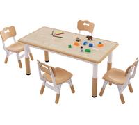 VEVOR Ensemble de tables pour enfants Table pour enfants, 4 chaises pour enfants 1 table Ensemble de tables pour enfants en PP, Ensemble de tables pour enfants Réglable 48,2-57,2 cm / 27-31 cm pour en