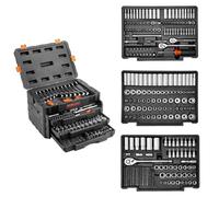 VEVOR Ensemble d'outils de mécanicien et de douilles, douilles profondes et standard, 450 pièces SAE et métriques avec embouts, clés hexagonales, clé mixte, accessoires, étui de rangement