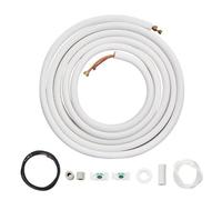 VEVOR Ensemble lignes divisées pour climatiseur, 7,6 m, tubes en cuivre CVC 6,4 mm 9,5 mm diamètre, isolation triple couche avec câble de connexion pour équipement de climatisation, de pompe à chaleur