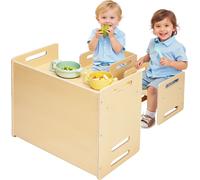 VEVOR Ensemble table et chaise Montessori en bois pour enfants de 1 à 5 ans, réglable en hauteur, pour que les enfants puissent lire, manger et jouer - nature