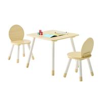 VEVOR Ensemble table et chaises d'art pour enfants, avec bords arrondis, table enfant avec 2 chaises, bureau en bois pour activités artistiques, bricolage, lecture et dessin, pour classe, garderie
