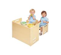 VEVOR Ensemble Table et Chaises pour Diversification Autonome Enfants, Mobilier pour DME en Bois, Table de d'Activités pour Enfants avec 2 Chaises, Hauteur Réglable, pour Dessiner Lire Manger