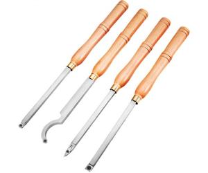 VEVOR Ensembles de ciseaux à bois 4 pièces, Ensemble de burin à bois, Outil de tournage en bois de carbure, pour découper des rainures en V/faire des courbes et des anses/sculpter des lignes