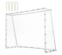 VEVOR Entraîneur de rebond de football, équipement d'entraînement de football en fer de 2,4 x 1,8 m, mur de rebond de football sportif avec filet de rebond double face et but, parfait pour la pratique