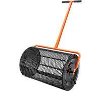 VEVOR Épandeur de Compost Largeur 61 cm Épandeur de Mousse de Tourbe Poignée Hauteur Réglable 62,5-67,5 cm Panier en Maille d'Acier Loquets Latéraux pour Épandre Fumier Terre Végétale Pelouse Jardin