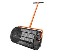 VEVOR Épandeur de Compost Largeur 61 cm Épandeur de Mousse de Tourbe Poignée Hauteur Réglable 62,5-67,5 cm Panier en Maille d'acier Loquets Latéraux pour Épandre Fumier Terre Végétale Pelouse Jardin