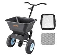 VEVOR Épandeur Engrais Capacité 45,2 kg Épandeur à Semence Largeur d'Épandage 0-3 m Semoir à Pousser pour Graines, Sel de Déneigement, Semer Jardinage, Pelouse, Gazon, avec Roues Pneumatiques 33 cm