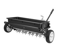 VEVOR Épandeur Engrais Tracté 45 kg Épandeur à Semence à Remorquer avec Aérateur Gazon, Semoir pour Graines, Sel, Compatible avec VTT UTV, Largeur Épandage 81 cm, avec Attelage Universel, Roue 25,4 cm