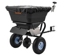 VEVOR Épandeur Engrais Tracté Capacité 38,6 kg Épandeur à Semence à Remorquer Largeur Épandage 0-3 m Semoir à Pousser pour Graines, Sel Déneigement, Semer Jardinage, Pelouse, Gazon, avec Roues 25,4 cm